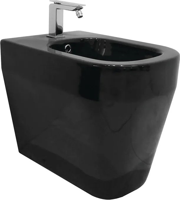 Bidet filomuro Tutto Evo scarico pavimento OLYMPIA CERAMICA L 36 x H 42.5 x P 53 cm nero lucido