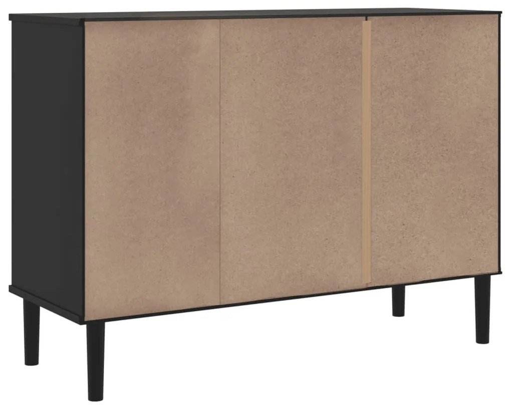 Credenza SENJA Aspetto Rattan Nero 112x40x80 cm Massello Pino