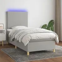 Letto a Molle Materasso e LED Grigio Chiaro 90x190 cm Tessutocod mxl 122927