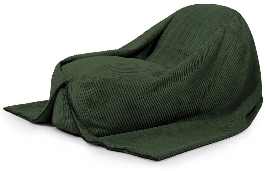 Pouf a sacco per bambini verde con rivestimento in velluto a coste Cocoon 120 – SLOWDOWN