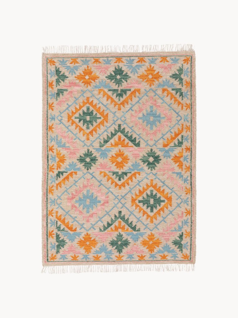 Tappeto kilim fatto a mano con frange Zohra