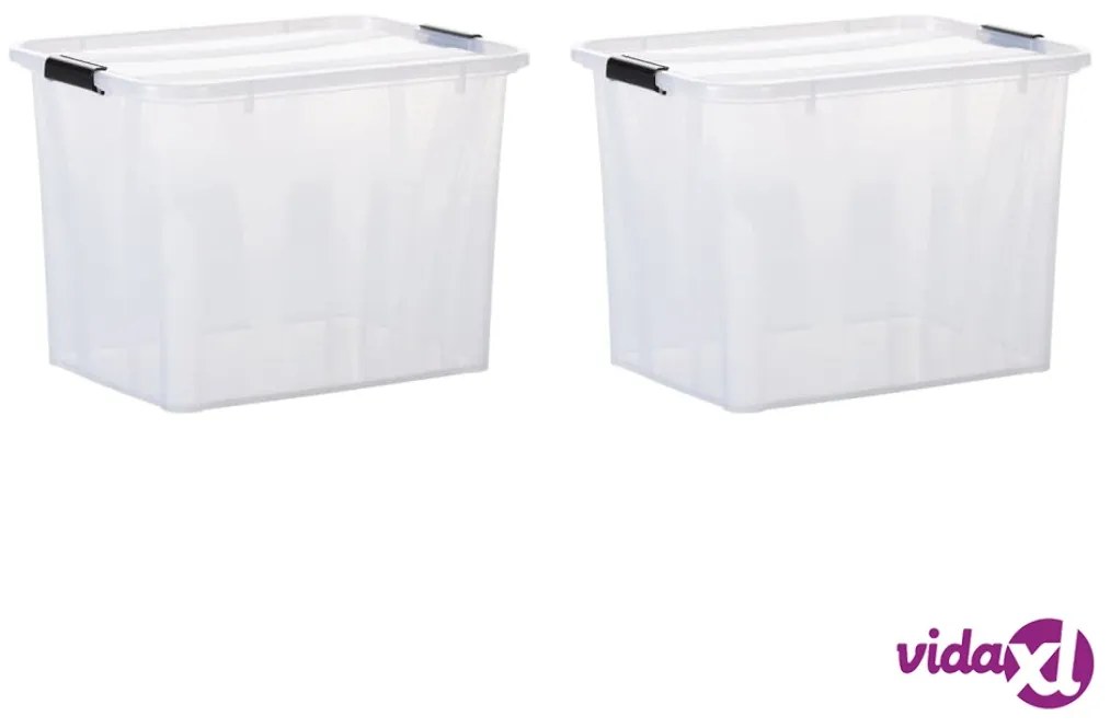 vidaXL Scatole Trasparenti Portaoggetti con Coperchio 2 pz da 55 L