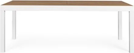 Tavolo Allungabile Per Esterno In Alluminio 95x200-300 Cm Con Doghe Di Legno Elias Bianco Bizzotto