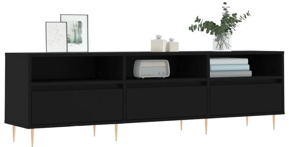 Mobile porta tv nero 150x30x44,5 cm in legno multistrato