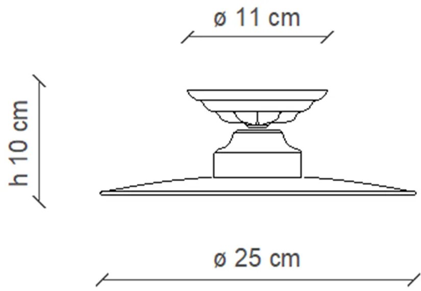 Plafoniera Industrial Potenza Ferro E Ceramica Nero Diam. 25Cm 1 Luce E27