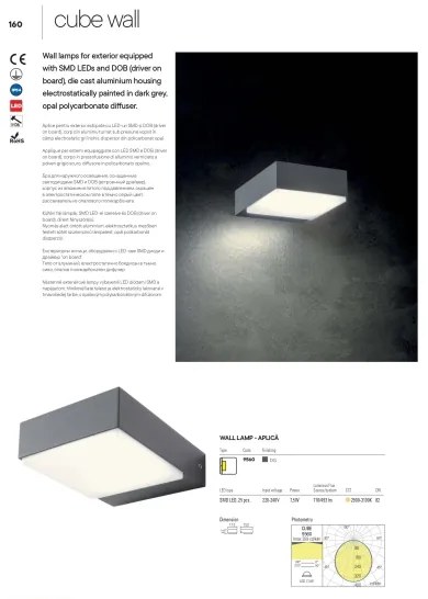 Redo 9560 - Applique a LED da esterno CUBE LED/7W/230V 3000K IP54 antracite