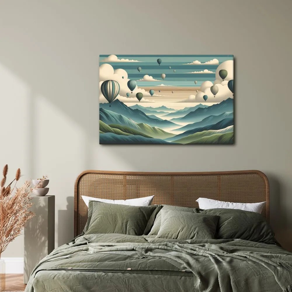 Quadro su tela – Mongolfiere sopra paesaggio montano