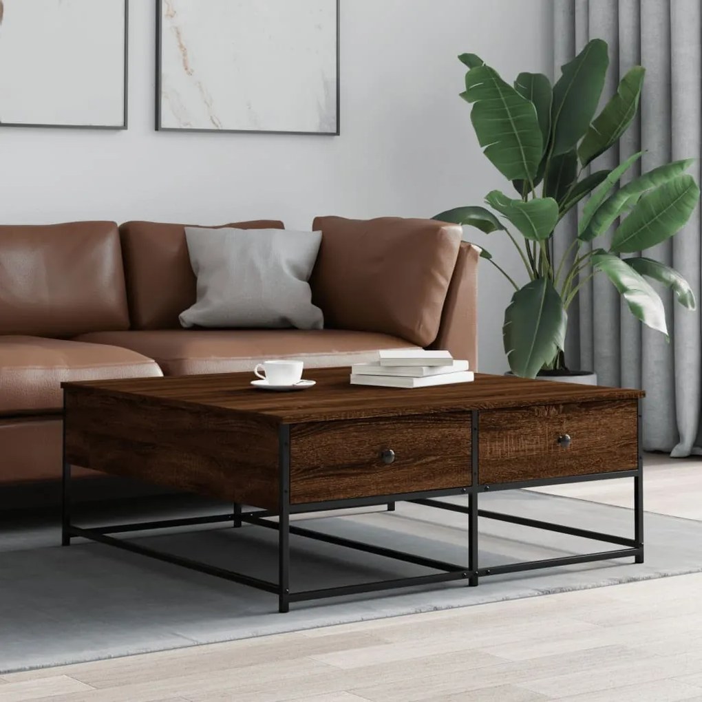 Tavolino Salotto Rovere Marrone 100x99x40 Cm Legno Multistrato /