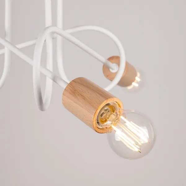 Sollux SL.1474 - Lampadario a plafone EMBER 3xE27/15W/230V bianco/beige/faggio