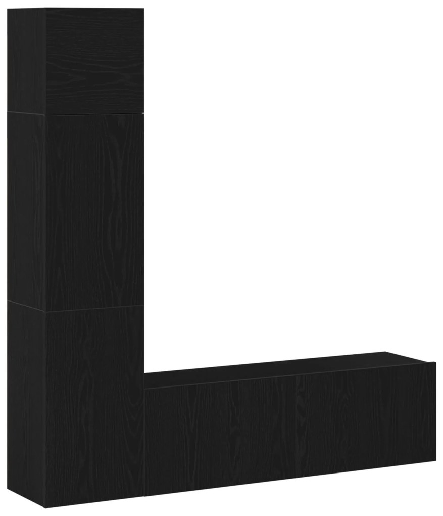 Set di mobili tv da parete 3 pezzi nero rovere in legno ingegnerizzato