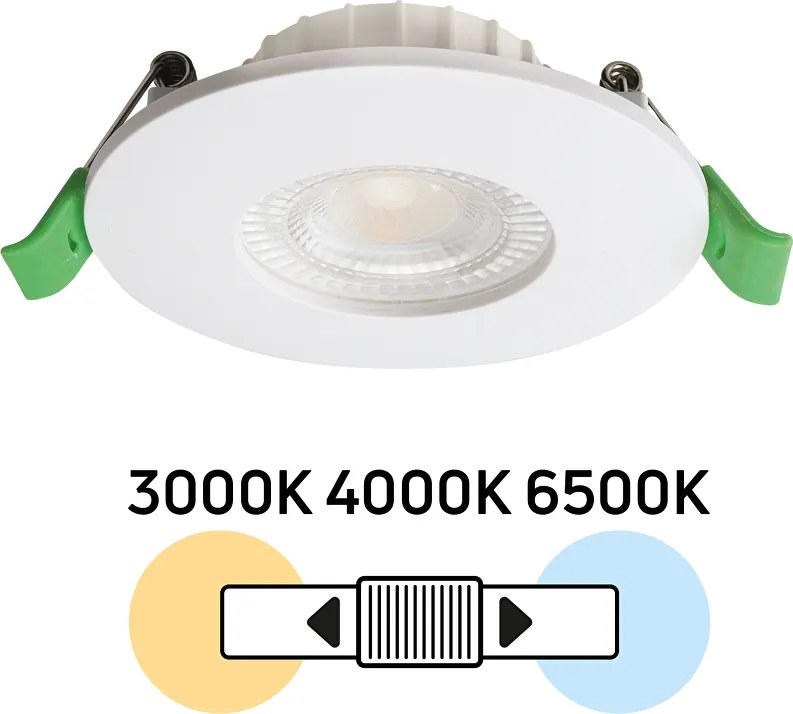 Faro LED da incasso 6W Dimmerabile CCT Foro ø70mm IP44 Colore Bianco Variabile CCT