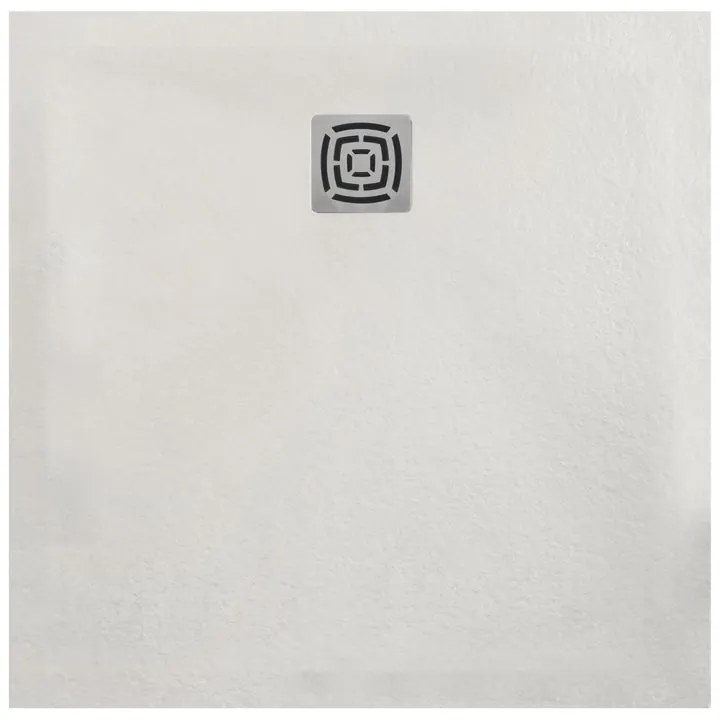 Piatto doccia in resina FS25 bianco L 80 x L 80 x H 3 cm effetto pietra