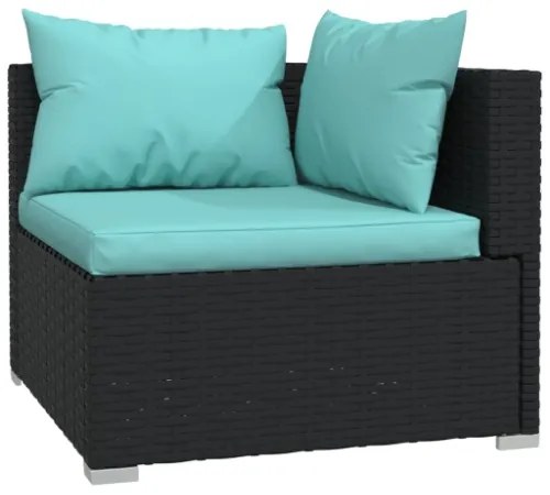 Set Divani da Giardino 12 pz con Cuscini in Polyrattan Nero