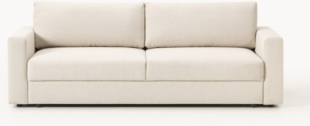 Divano letto 3 posti in bouclé con vano contenitore Tasha