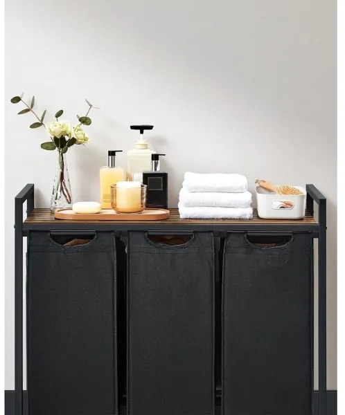 Cesto per biancheria REX marrone/nero