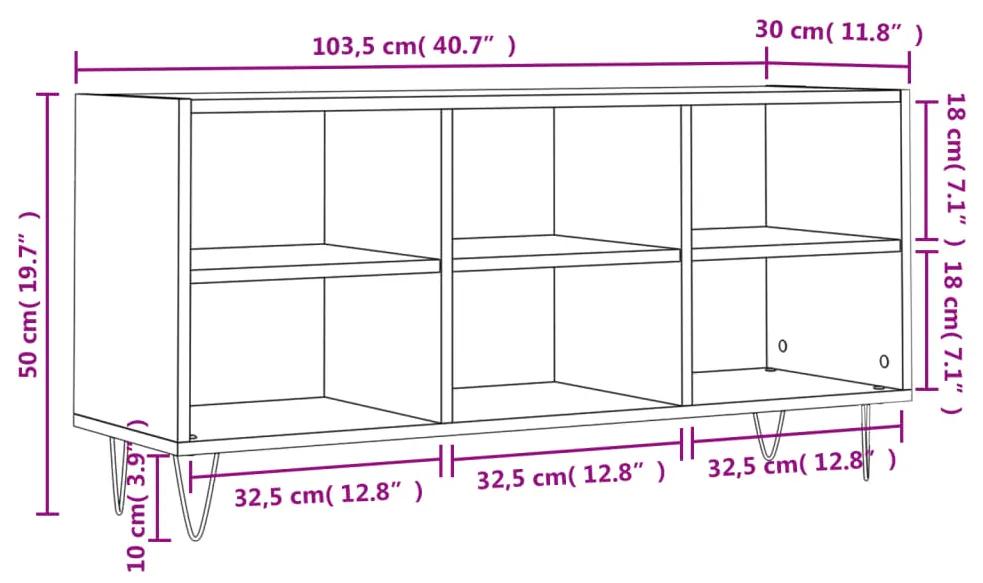 Mobile Porta TV Bianco Lucido 103,5x30x50 cm Legno Multistrato
