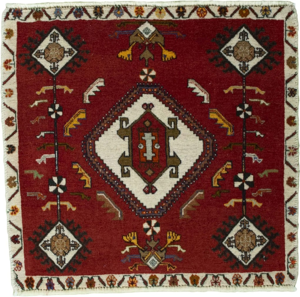 Shiraz Tappeto 60 x 60 Rosso (Iran) Annodato A Mano