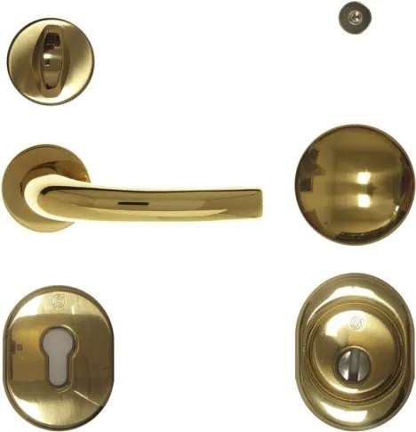 Kit Maniglia E Accessori Per Porta Blindata Cilindro Europeo BLINDO Ottone Lucido