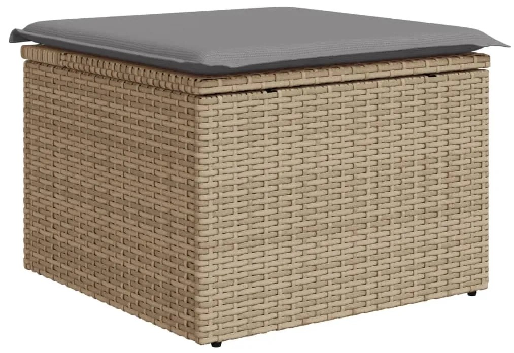 Set Divano da Giardino 11 pz con Cuscini Beige Misto Polyrattan