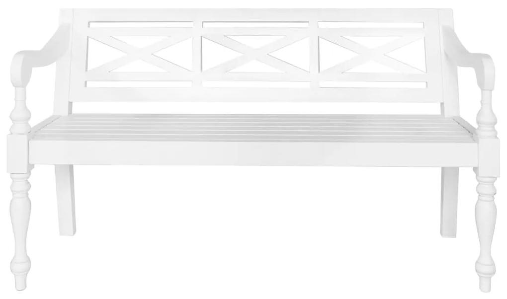 Panca batavia 123 cm in legno massello di mogano bianco