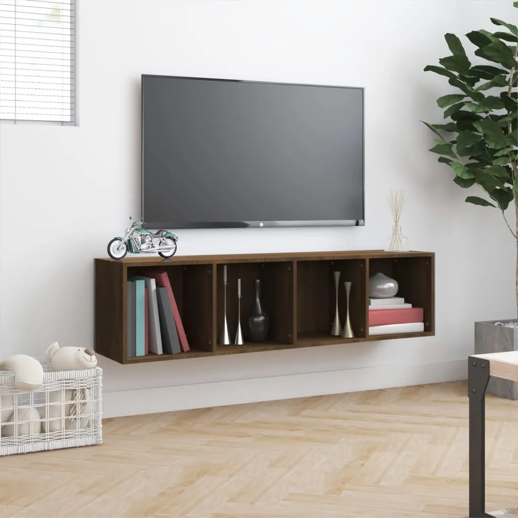 Libreria/Mobile TV Rovere Marrone 143x30x36cm Legno Multistrato