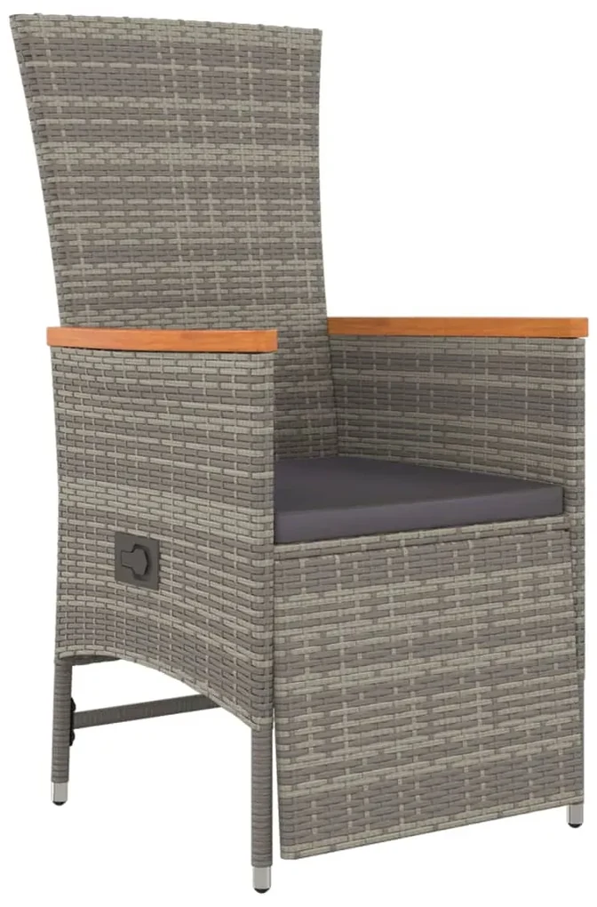 Set da pranzo da giardino 5 pz con cuscini in polyrattan grigio