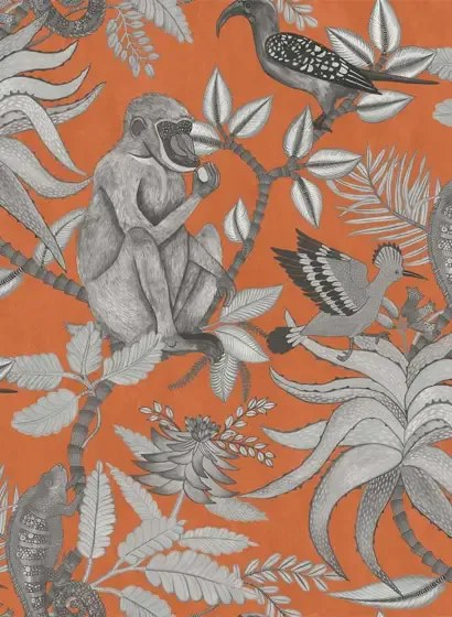 Cole & Son Carta da parati Savuti - Orange/ Charcoal