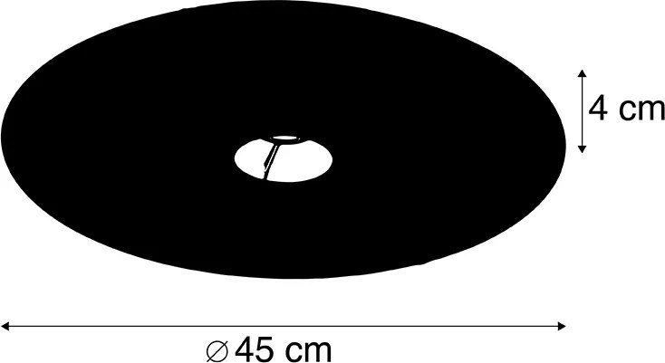 Paralume piatto in velluto tortora con oro 45 cm