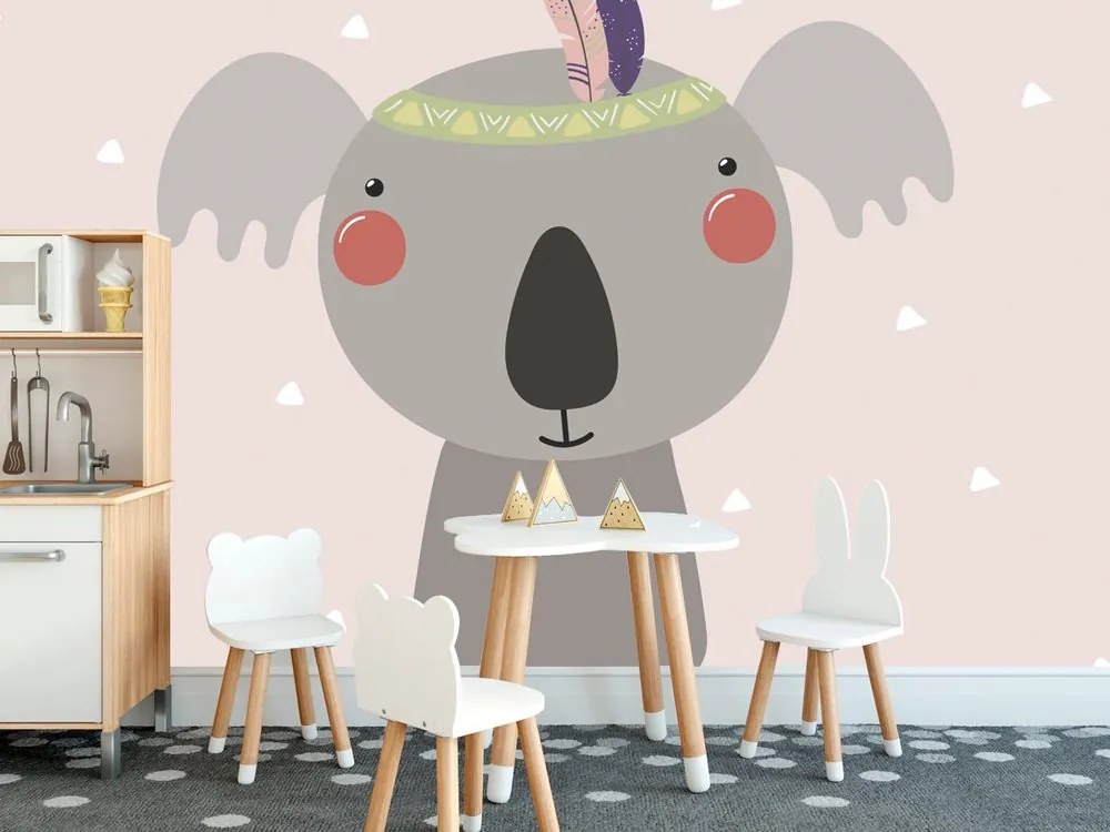 Carta da parati autoadesiva – Koala con piuma indiana