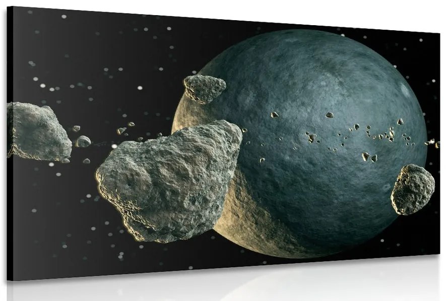 Quadro su tela – Meteoriti intorno al pianeta