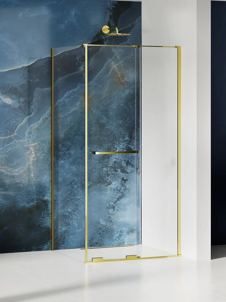 New Trendy Smart Light Gold box doccia 100x100 cm quadrato oro lucida/vetro trasparente EXK-6694
