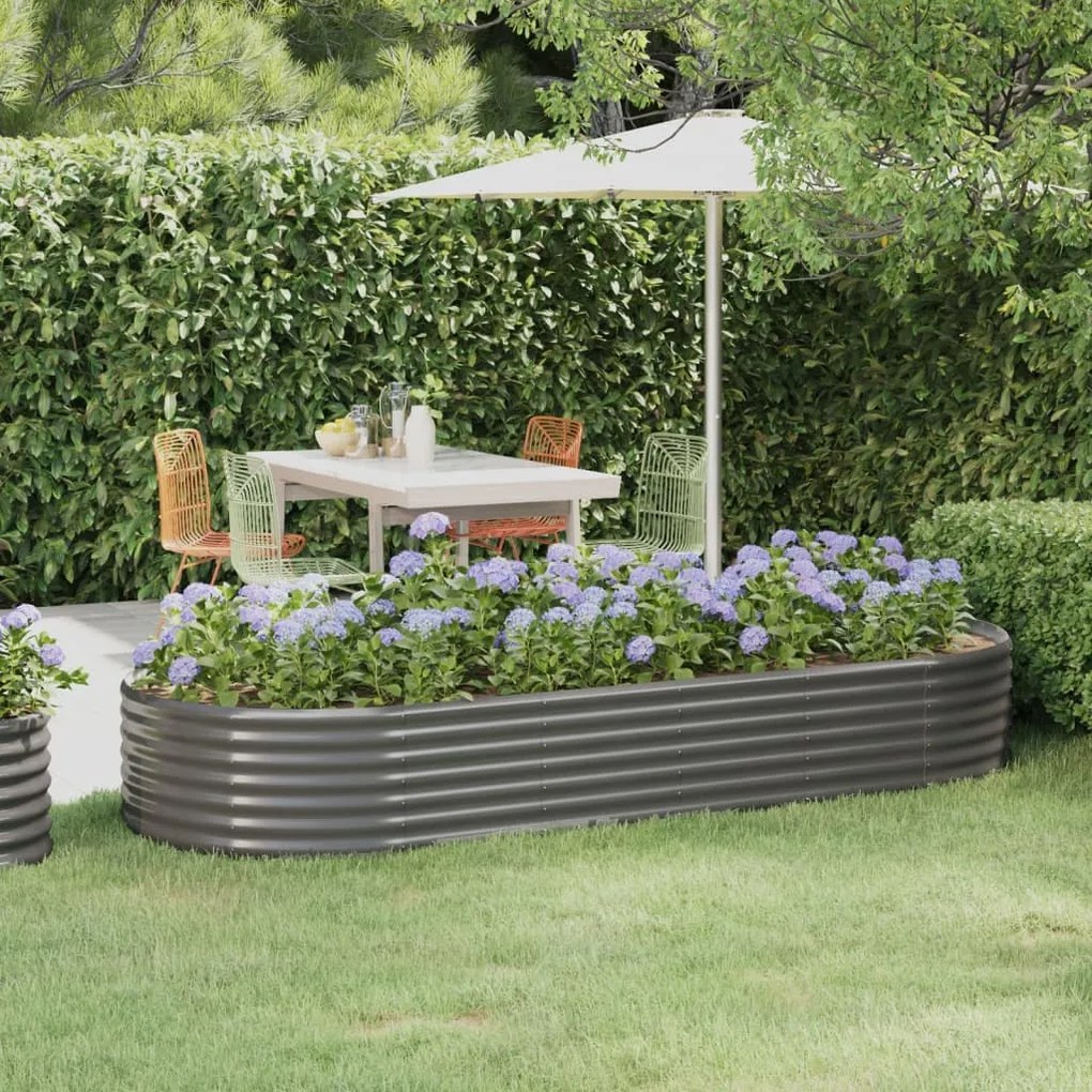 Letto Giardino Acciaio Verniciato A Polvere 249x100x36cm Grigio /