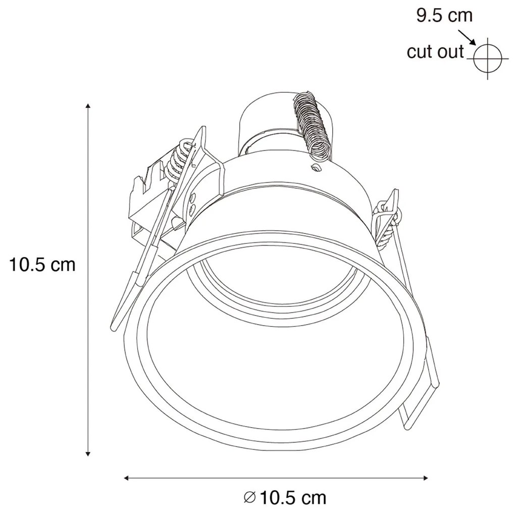 Set di 6 faretti da incasso moderni neri con oro GU10 70mm IP44 - Dept