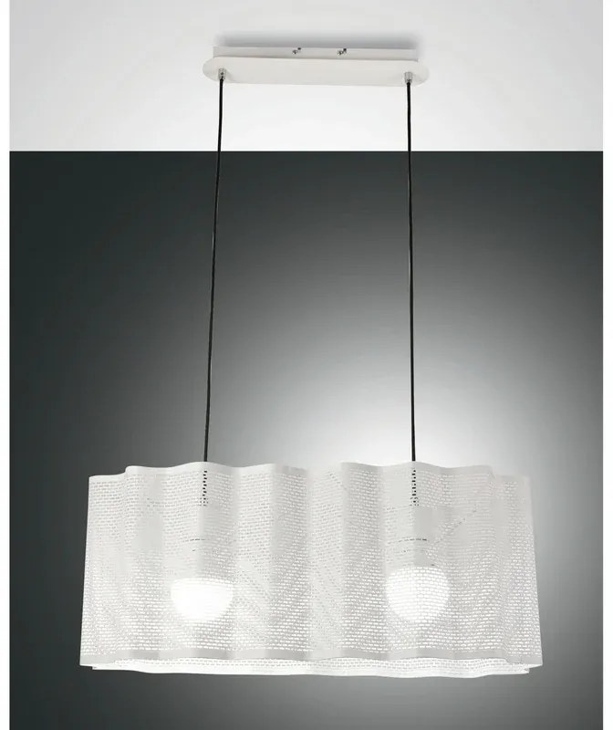 Lampadario Neoclassico Glicine bianco paralume bianco 2x E27 LA MIA LUCE