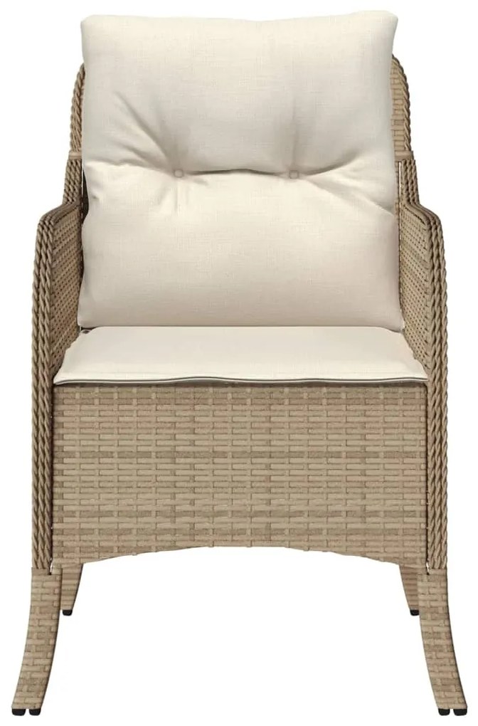 Sedie da giardino con cuscini 2 pz beige in polyrattan