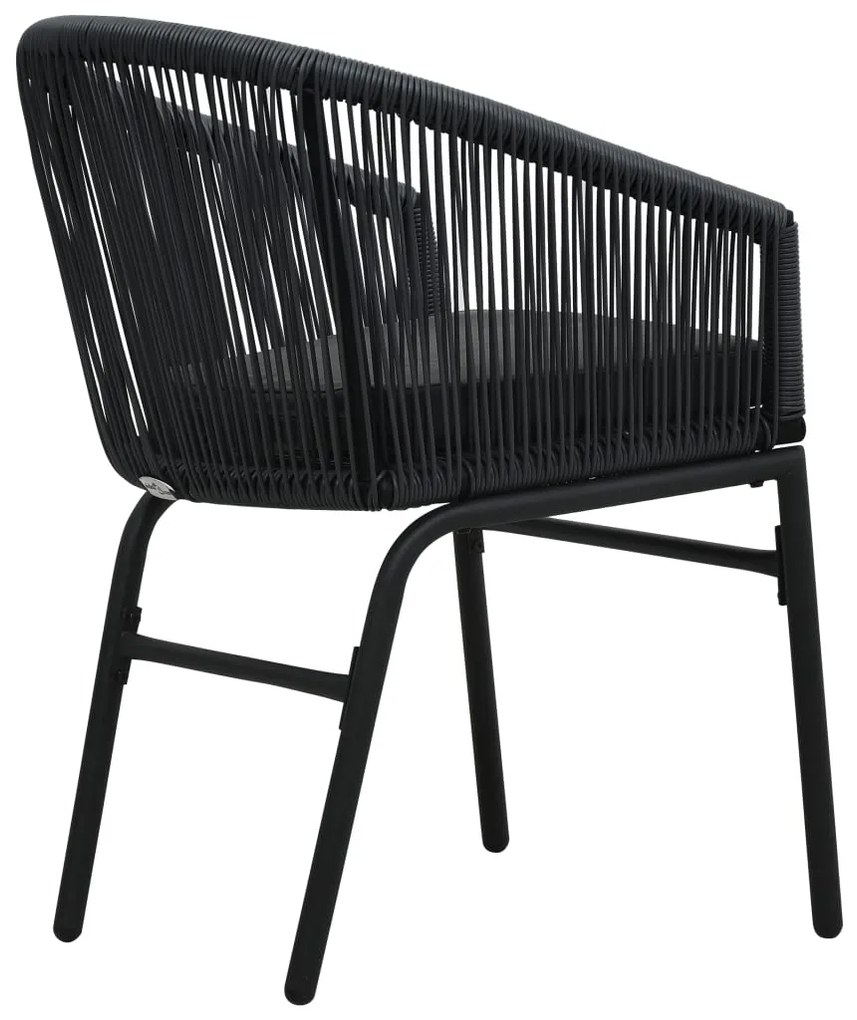 Set da Bistrot 3 pz con Cuscini in Polyrattan Nero