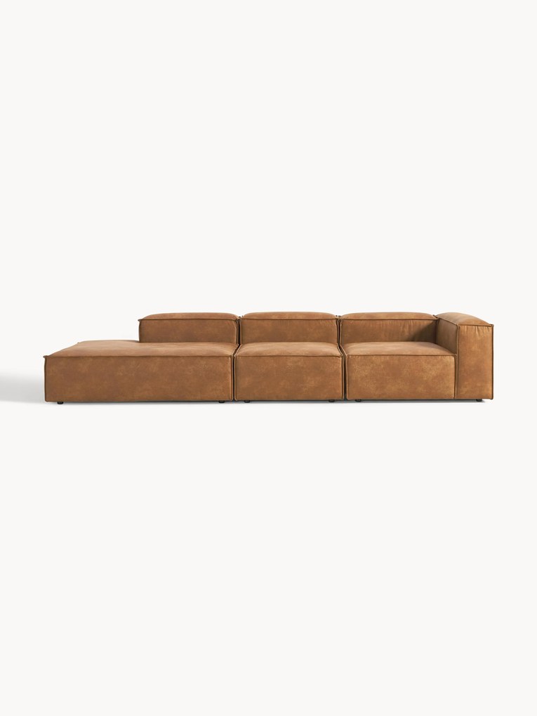 Chaise longue XL componibile in pelle Lennon