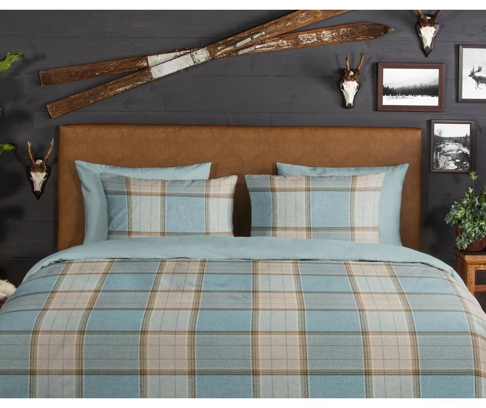 Set lenzuola letto matrimoniale in flanella blu 200x220 cm Jacco - Good Morning