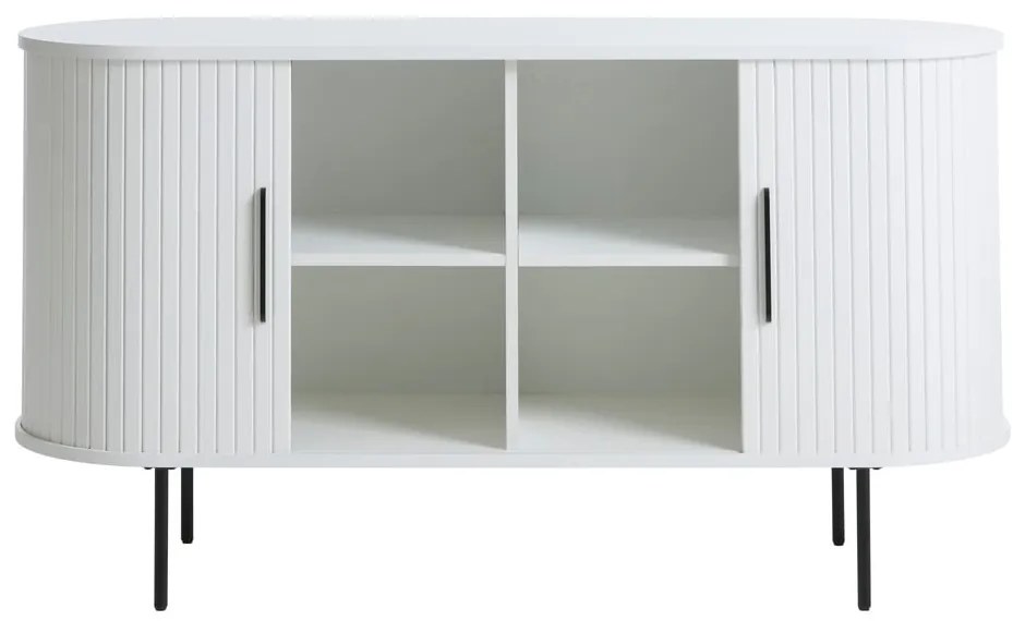 Cassettiera bianca con ante scorrevoli 120x76x45 cm Nola – Unique Furniture