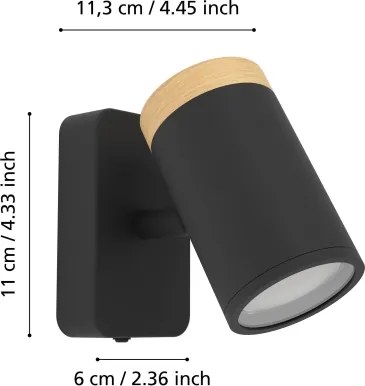 Eglo 300001 - Faretto da parete per bagno CONSUMA 1xGU10/3W/230V IP44 nero/beige