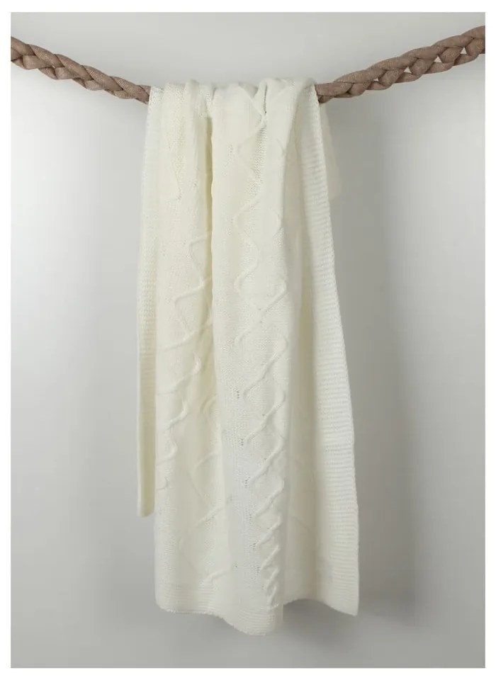 Coperta bianca con cotone Baby Baby, 90 x 90 cm - Homemania Decor