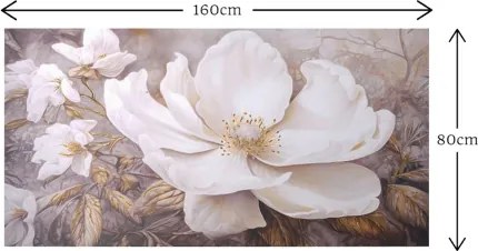 Quadro tela moderno 80x160 cm floreale con decori in oro