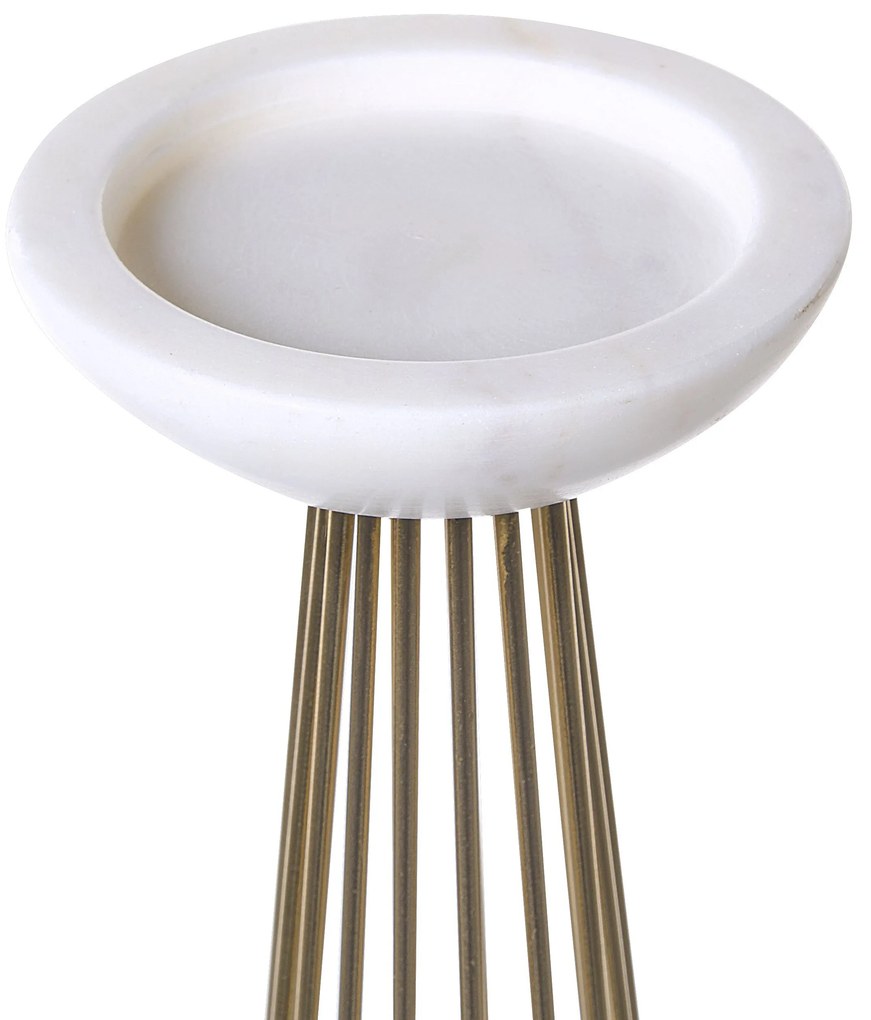 Set di 2 portacandele metallo oro e bianco PORONG Beliani
