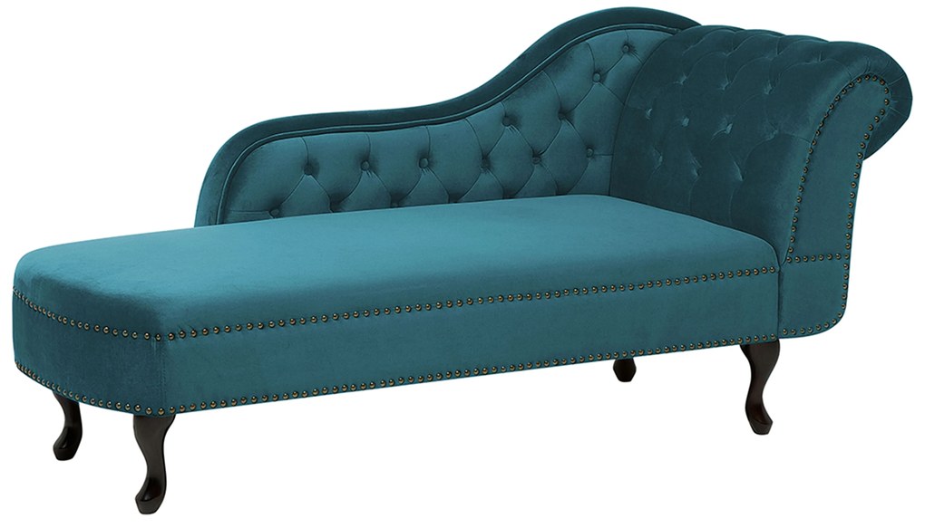 Chaise longue destra in velluto verde acqua NIMES Beliani