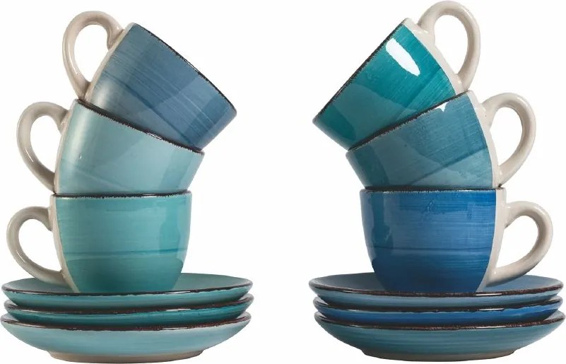 Set 6 Tazzine da Caffè con Piattino Ø6,8x5,6 cm in Gres VdE Tivoli 1996 Baita Acqua...