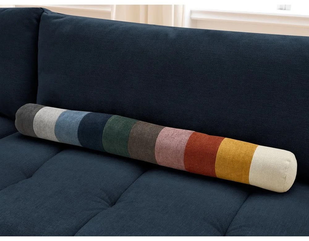 Divano angolare blu scuro allungabile e con contenitore (penisola a sinistra/a L) con rivestimento in ciniglia Fuji – Bobochic Paris