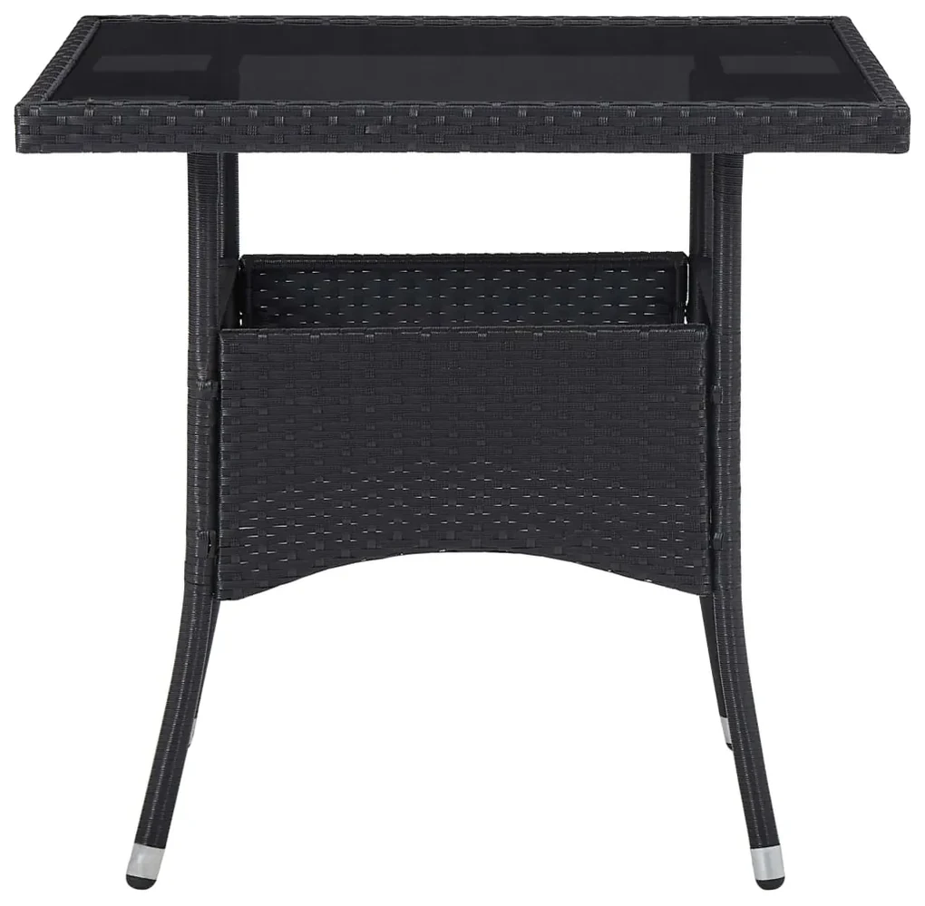 Set mobili da pranzo per giardino 3 pz nero polyrattan e acacia