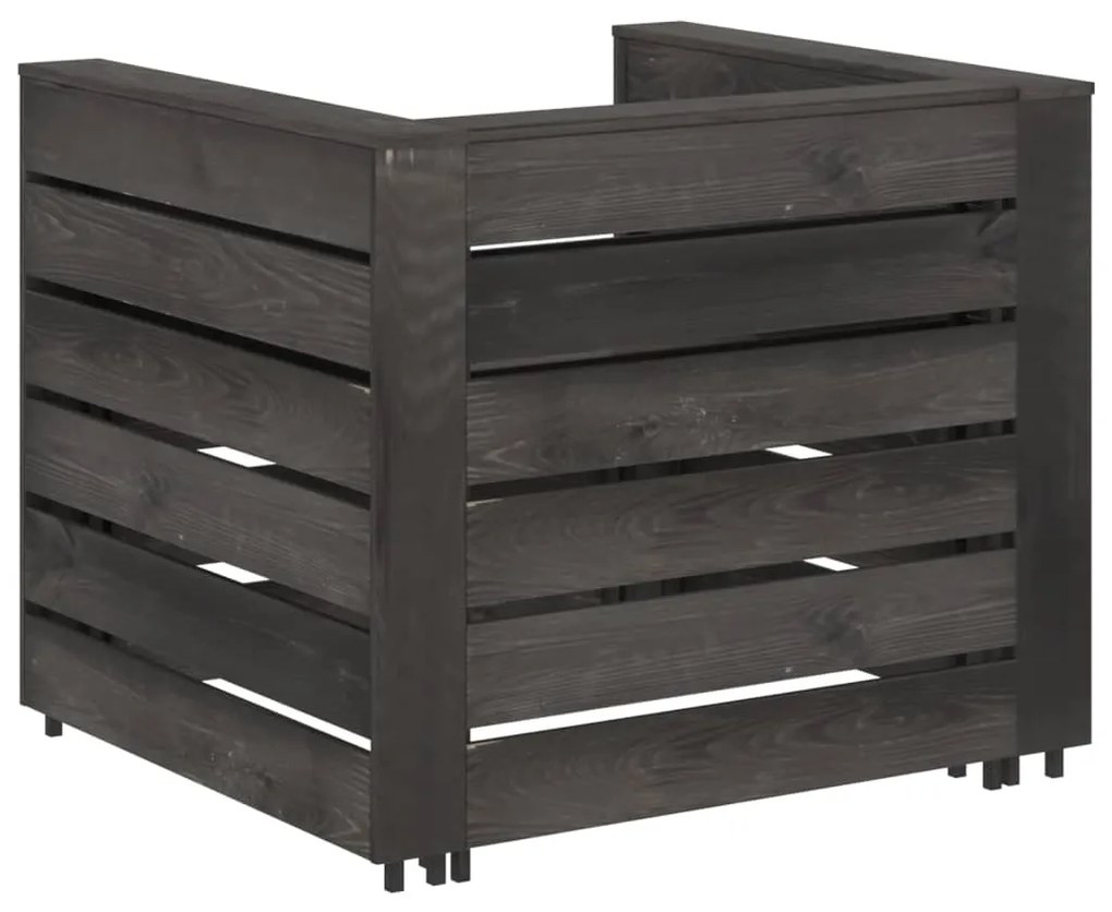 Set Salotto da Giardino 6 pz in Legno di Pino Impregnato Grigio