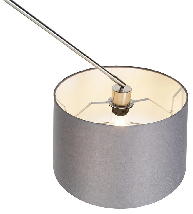 Lampada a sospensione in acciaio con paralume in lino grigio scuro 35 cm - Blitz