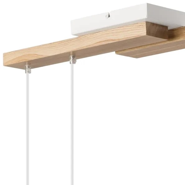 Lampadario a sospensione con filo CORTINA 4xE27/15W/230V bianco/quercia